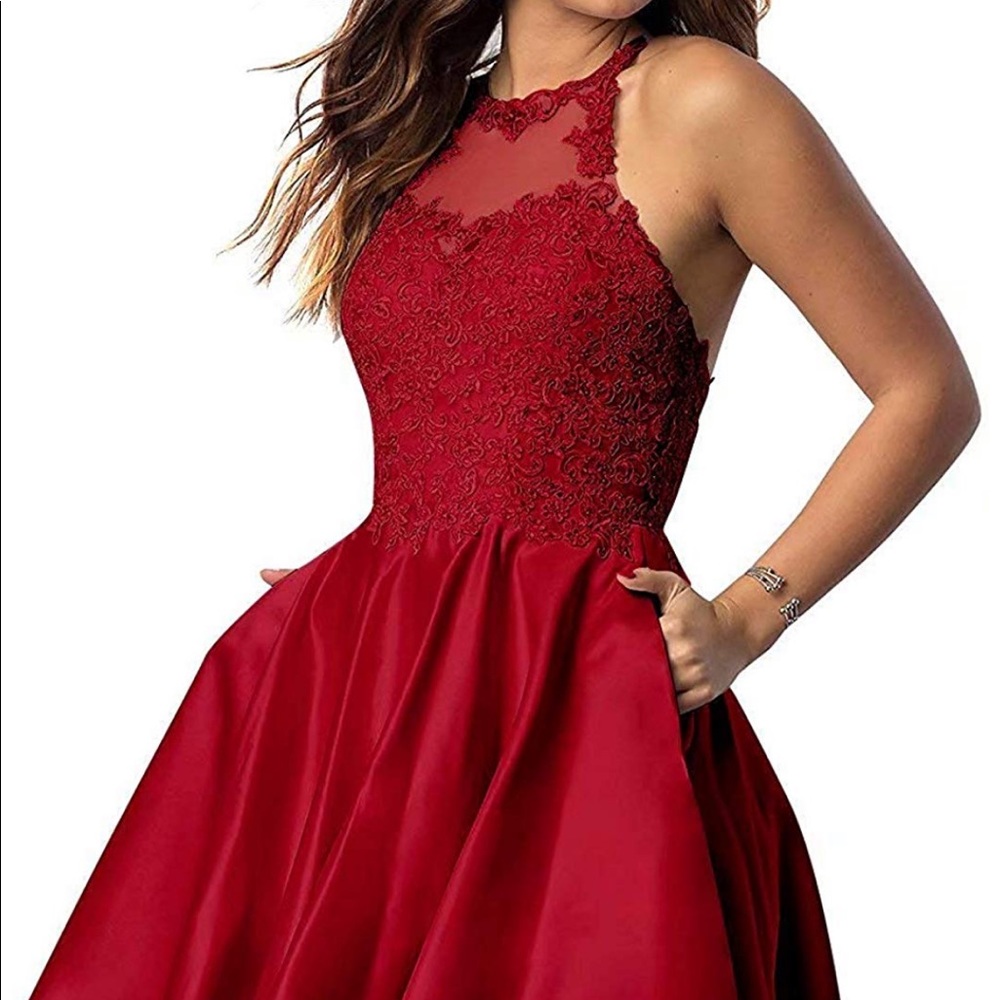 Burgundy High quality Satin Dress, Short dress.